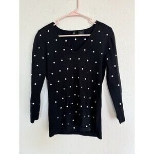 Etoile Polkadot Black Sweater Feminine Cozy Too Size S Classic Casual Cabincore